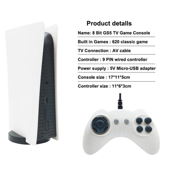 Nostalgic Retro P5 Mini TV GS5 Wired Family Game Console 620 Games - Image 6