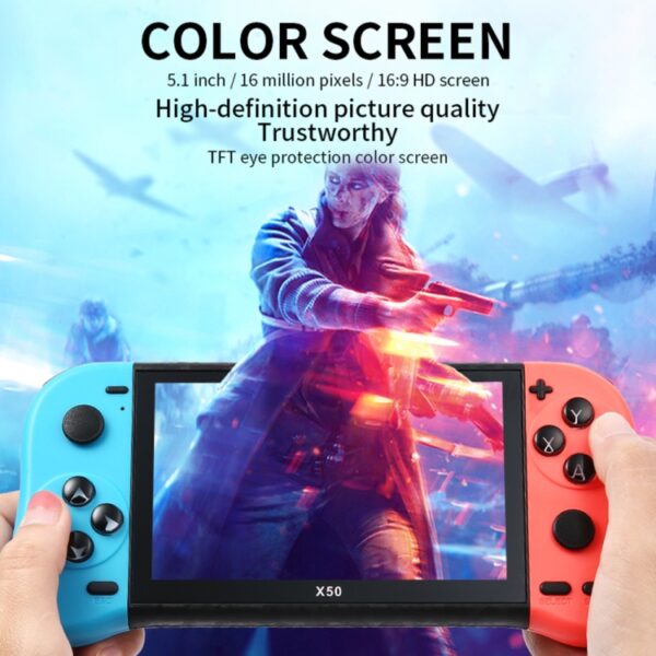 X50 5.1 inch Screen Handheld Retro Game Console 8G Memory with 6000+ Games - Image 2