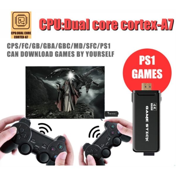 PS3000 64GB 4K Retro Game Stick with 2 Wireless Gamepads 10000+ Games Pre-installed - Image 6