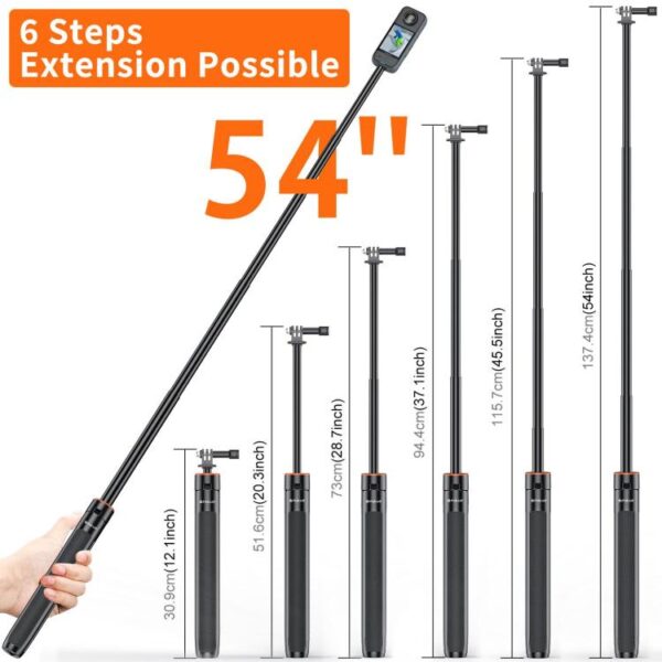 PULUZ 1.3m Action Camera Selfie Stick Tripod Vlog Live Streaming Holder - Image 3